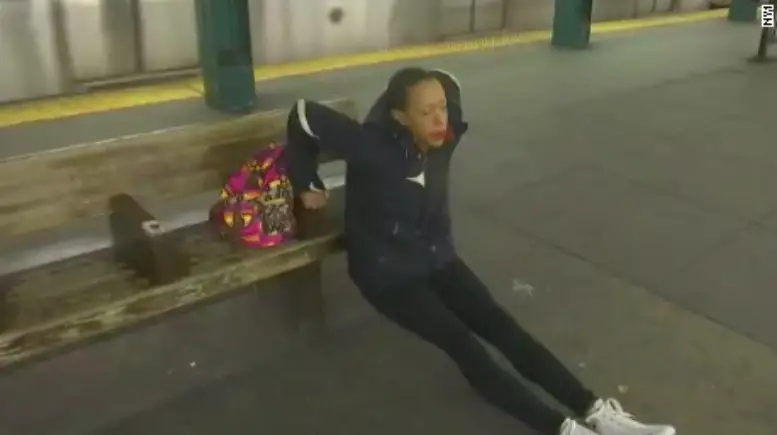 Woman Makes Insane Subway Workout Routine